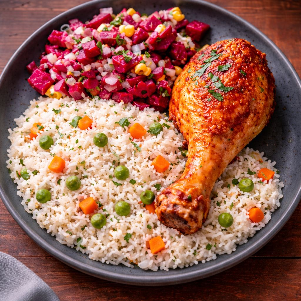 Chicken Leg with Rice & Vinaigrette