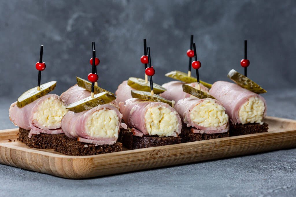Ham Rolls with Pickled Cucumber