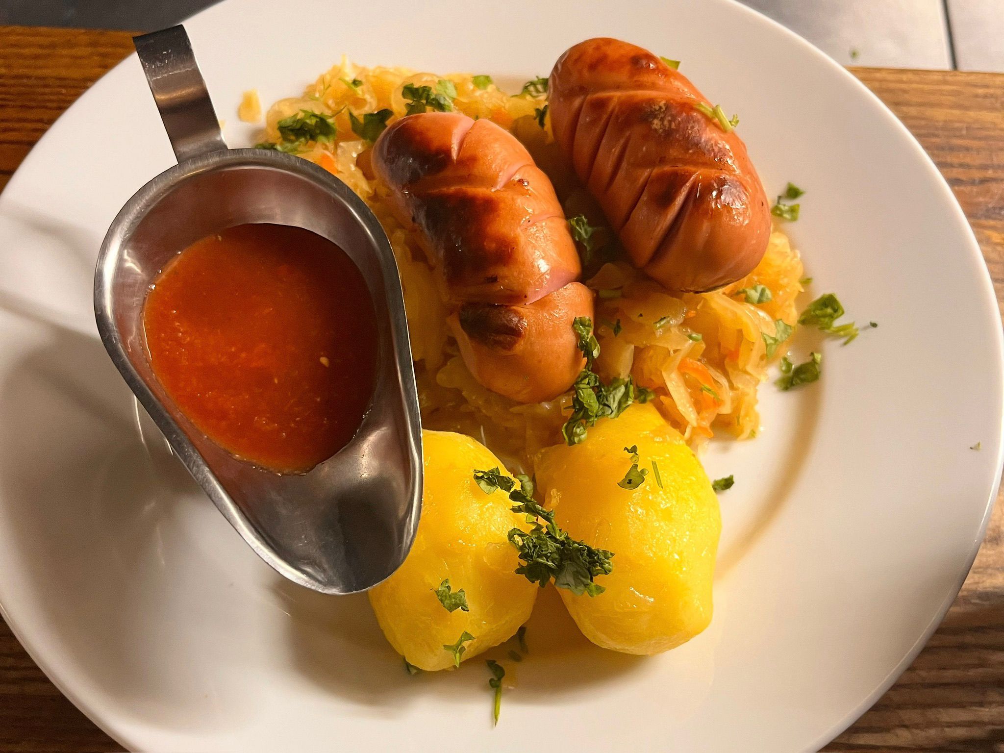 Sausages with Sauerkraut & Potatoes