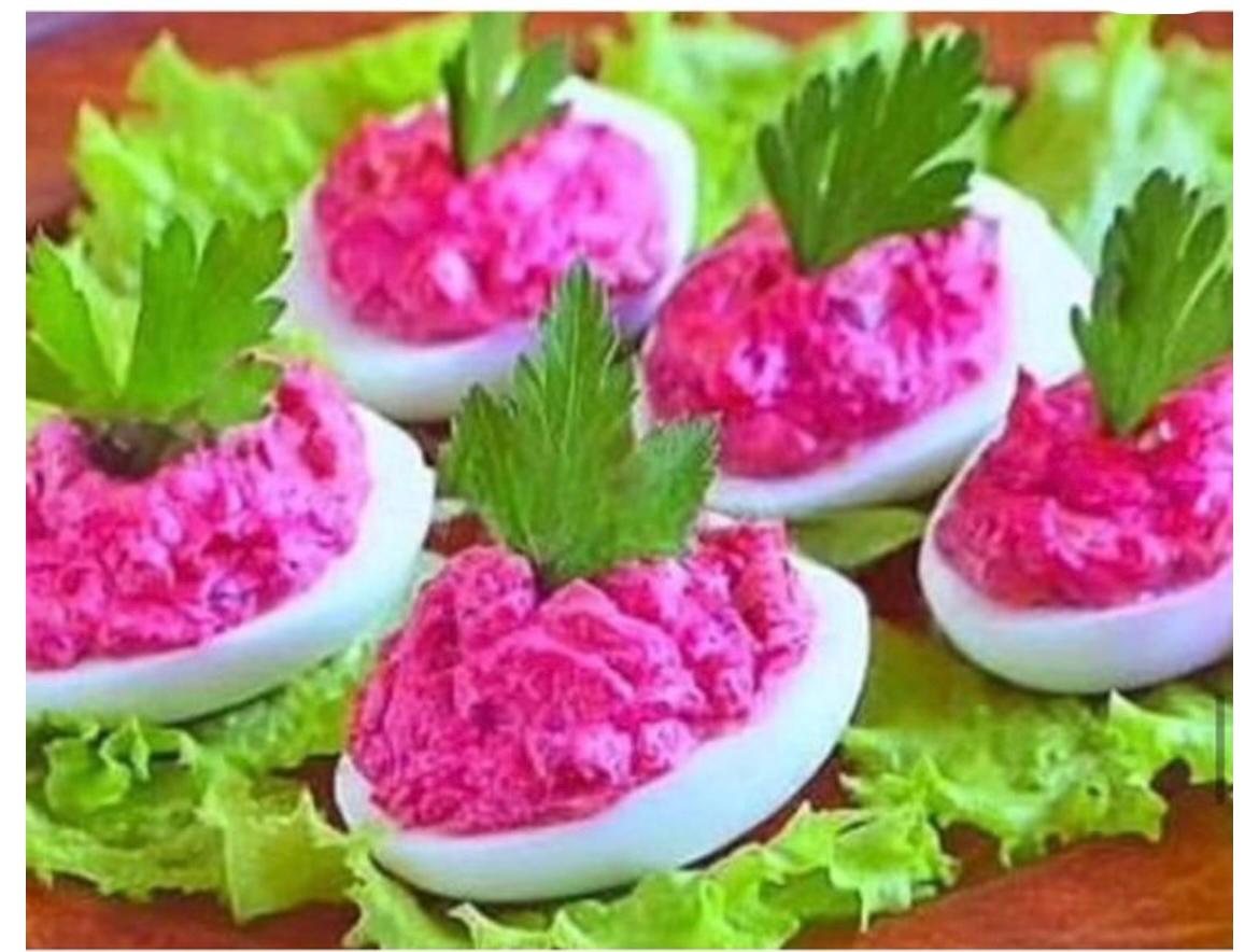 Stuffed Eggs with Beetroot Herring Salad